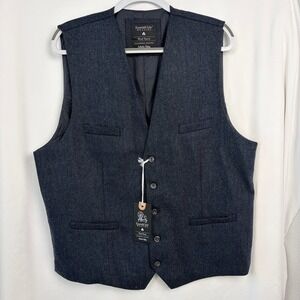 Emerald Isle Weaving Wool Touch Waistcoat Vest 48 Navy Blue New